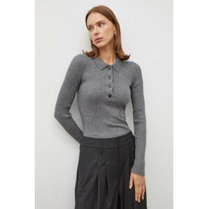 Herskind gyapjú pulóver könnyű, női, szürke