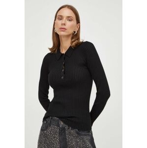 Herskind gyapjú pulóver könnyű, női, fekete