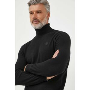 North Sails gyapjúkeverék pulóver könnyű, férfi, fekete, garbónyakú