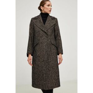 Answear Lab gyapjú kabát Wool Blend szürke, átmeneti, kétsoros gombolású