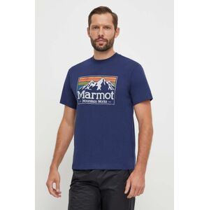 Marmot sportos póló MMW Gradient sötétkék, nyomott mintás