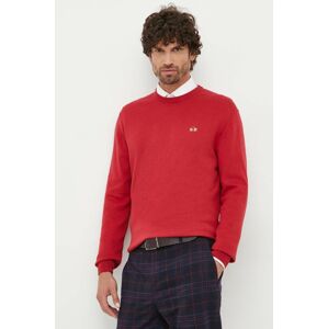 La Martina gyapjúkeverék pulóver könnyű, férfi, piros