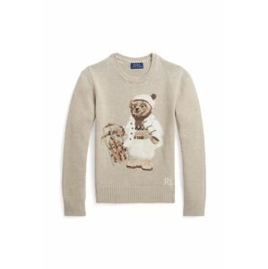 Polo Ralph Lauren gyerek pamut pulóver bézs, könnyű