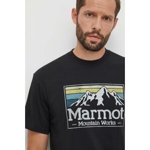 Marmot sportos póló MMW Gradient fekete, nyomott mintás