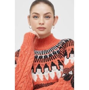 Vero Moda pulóver női, narancssárga, félgarbó nyakú