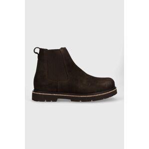 Birkenstock magasszárú cipő velúrból Highwood barna, férfi, 1025726