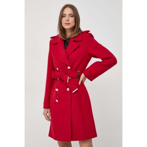 Morgan kabát gyapjú keverékből piros, átmeneti, kétsoros gombolású