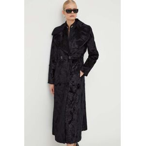 Luisa Spagnoli kabát női, fekete, átmeneti, kétsoros gombolású