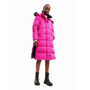 Desigual kabát 23WWEWAZ WOMAN WOVEN PADDED LONG OVERCOA női, rózsaszín, téli