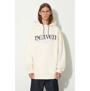 Wood Wood pamut melegítőfelső Zeus heaven hoodie bézs, férfi, nyomott mintás, kapucnis