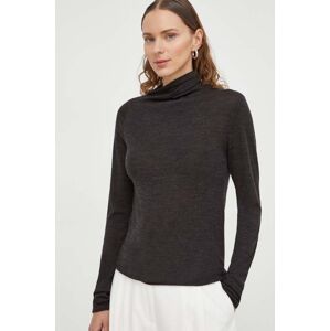 Lovechild gyapjú pulóver könnyű, női, szürke, félgarbó nyakú