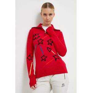 Rossignol gyapjú pulóver JCC női, piros, garbónyakú