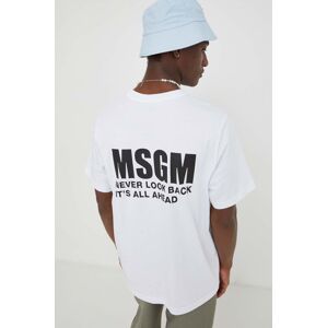 MSGM pamut póló fehér, férfi, nyomott mintás