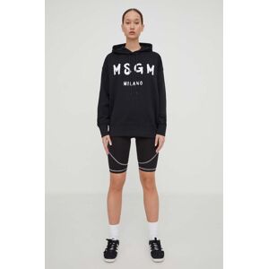 MSGM pamut melegítőfelső fekete, női, nyomott mintás, kapucnis