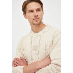 Tiger Of Sweden vászonkeverék pulóver meleg, férfi, bézs