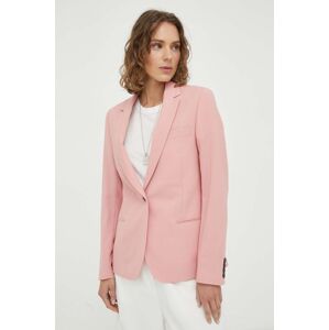 PS Paul Smith gyapjú kabát rózsaszín, sima, egysoros gombolású