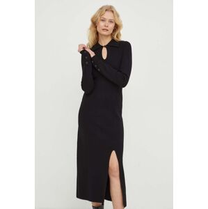 The Kooples ruha fekete, midi, egyenes