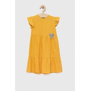Birba&Trybeyond gyerek vászonruha sárga, mini, harang alakú