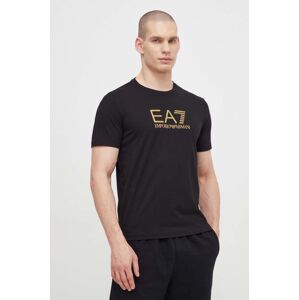 EA7 Emporio Armani pamut póló fekete, férfi, nyomott mintás