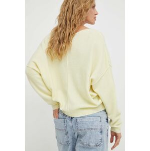 American Vintage gyapjúkeverék pulóver könnyű, női, sárga