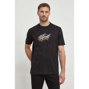 Paul&Shark pamut póló fekete, férfi, nyomott mintás