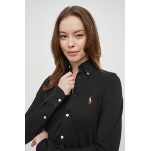 Polo Ralph Lauren pamut ing női, galléros, fekete, regular