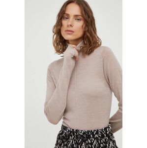Lovechild gyapjú pulóver könnyű, női, bézs, garbónyakú