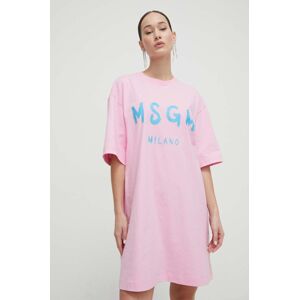 MSGM pamut ruha rózsaszín, mini, egyenes