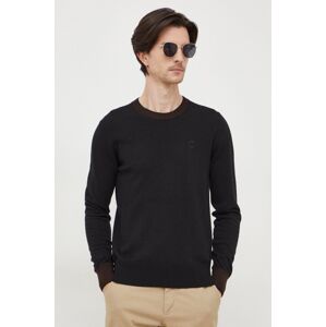 Trussardi gyapjúkeverék pulóver könnyű, férfi, fekete