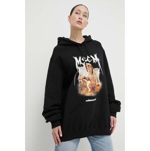 MSGM pamut melegítőfelső fekete, női, nyomott mintás, kapucnis