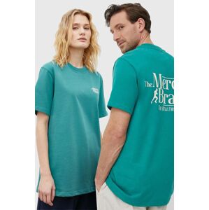 Mercer Amsterdam pamut póló zöld, nyomott mintás