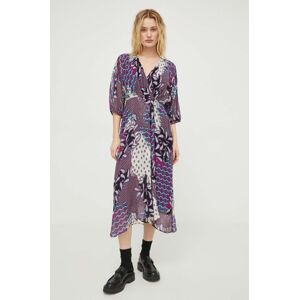 BA&SH selyemkeverékes ruha lila, mini, harang alakú