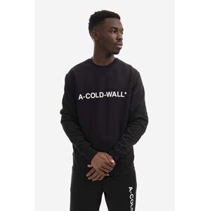 A-COLD-WALL* pamut melegítőfelső Essential Logo Crewneck fekete, férfi, nyomott mintás