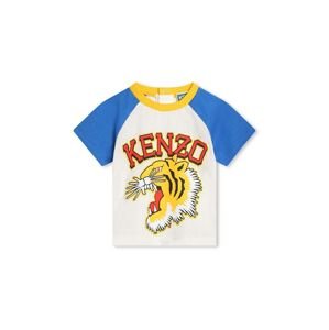 Kenzo Kids baba pamut póló fehér, nyomott mintás