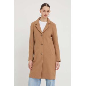 Abercrombie & Fitch kabát gyapjú keverékből barna, átmeneti
