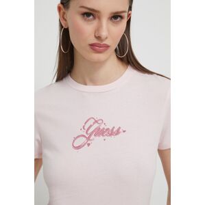 Guess Originals pamut póló női, rózsaszín