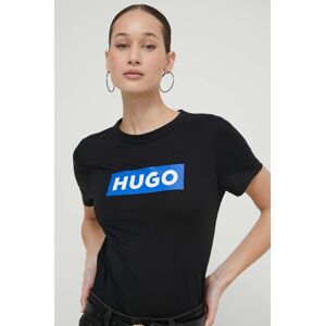 Hugo Blue pamut póló női, fekete