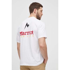 Marmot sportos póló Marmot For Life fehér, nyomott mintás