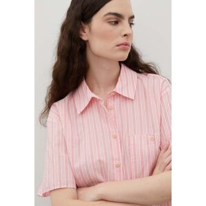 American Vintage pamut ing női, galléros, rózsaszín, relaxed
