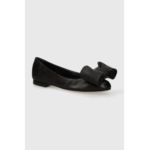 AGL bőr balerina cipő Milly Ribbon fekete, D544029PCSOFTY0000