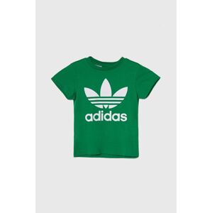 adidas Originals gyerek pamut póló TREFOIL zöld, nyomott mintás