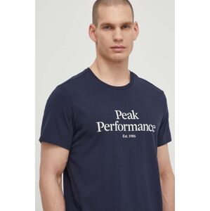 Peak Performance pamut póló sötétkék, férfi, nyomott mintás