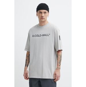 A-COLD-WALL* pamut póló Overdye Logo T-Shirt szürke, férfi, nyomott mintás, ACWMTS186