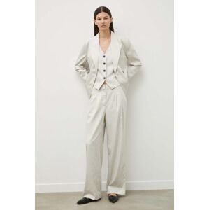Bruuns Bazaar nadrág PinBBMadelie pants női, szürke, magas derekú széles, BBW3832