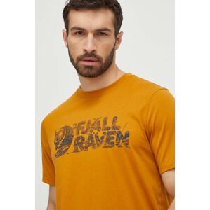 Fjallraven t-shirt Lush Logo T-shirt sárga, férfi, nyomott mintás, F12600219