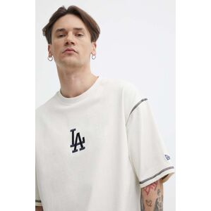New Era pamut póló bézs, férfi, nyomott mintás, LOS ANGELES DODGERS