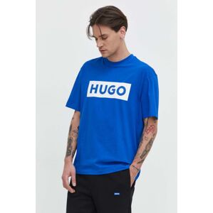 Hugo Blue pamut póló férfi, nyomott mintás