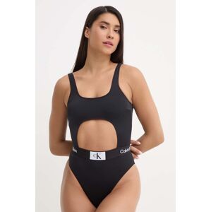 Calvin Klein egyrészes fürdőruha fekete, enyhén merevített kosaras, KW0KW02357