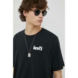 Levi's pamut póló fekete, nyomott mintás