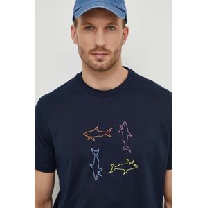 Paul&Shark pamut póló sötétkék, férfi, nyomott mintás, 24411088